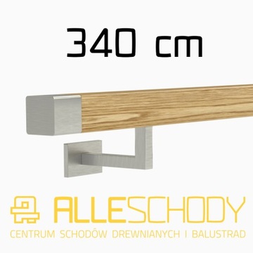 Handrail wall-mounted wooden 40x40 340cm oak color, фото