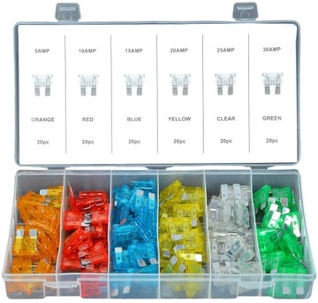 Fuses automotive 5a 10a 15a 20a 25a 30a set normal great 120szt, фото