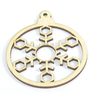 Wooden snowflake ball decorative overlay 303x250mm ox65, фото