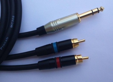 Шеллер стерео кабель Джек 6.3/ 2RCA(чинч) 0.75 м