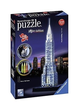 Puzzle 3D Budynki nocą: Wieżowiec Chrystler Building Ravensburger