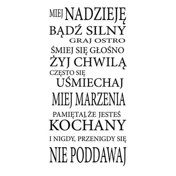 SZABLONY MALARSKIE cytaty napisy na ścinę 100 cm