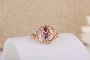 Многоцветное золотое кольцо Swarovski Royal Crown