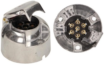 GNIAZDO PRZYCZEPY SAMOCHODOWEJ ALUMINIOWE SOLIDNE 12/24V 7 PINÓW