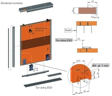 SYSTEM DRZWI PRZESUWNE GTV 2D/2,5M/ER ALU