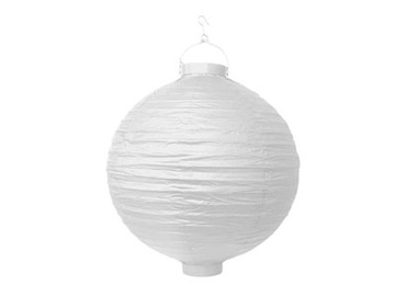 Lampion ogrodowy biały świecący klosz LED 30 cm.