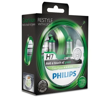 ŻARÓWKA PHILIPS H7 COLOR VISION KOMPLET GREEN