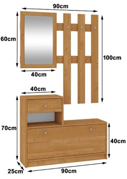 НАБОР ВЕШАЛОК ДЛЯ ОБУВИ, ЗЕРКАЛО ОЛЬХА, 90 см