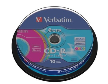 Verbatim CD-R Mini 210 МБ, 8 см, торт, 50 разноцветных