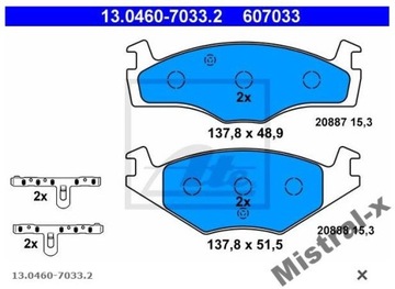 Тормозные колодки ATE GOLF MK1 mk2 GTI Jetta II MK3