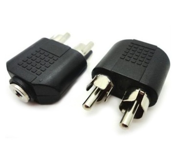 Adapter przejściówka gniazdo JACK 3.5 - 2 wtyki RCA CHINCH F/M