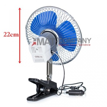 WIATRAK WENTYLATOR SAMOCHODOWY OBROTOWY 12V 8''