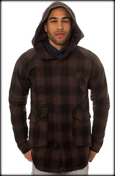 COMUNE BRANTON DARK OLIVE CHECKERED HOODED JACKET