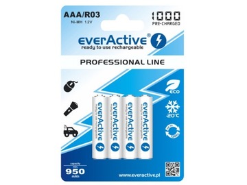 4 x R03/AAA everActive 1000 мАч НОВОГО поколения