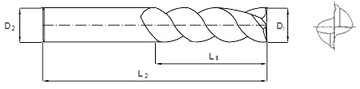 Фреза VHM 2р для АЛЮМИНИЯ 3мм x 12 мм x 75 мм LONG CNC