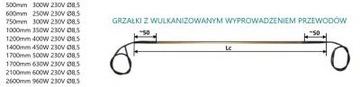 400W, 1300mm Grzałka do parownika, typ I