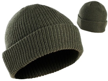 Ciepła CZAPKA ZIMOWA Watch Cap Wełniana - OLIV