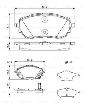 Диски, Колодки Bosch, Передние AURIS II 277мм