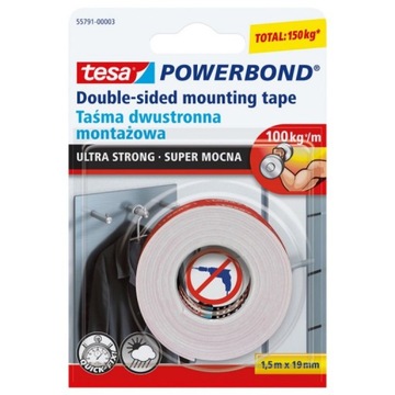 Лента монтажная двусторонняя TESA SUPER STRONG 1,5мх19мм.