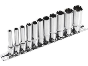 KLUCZE NASADOWE NASADKI SPLINE DŁUGIE 1/4 4-13mm