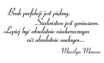 Napis na ścianę Brak perfekcji.. Marilyn Monroe 68