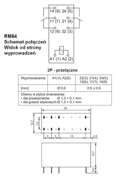 RELPOL RM84 СИЛОВОЕ РЕЛЕ 24В AC 2x 8A 2P JQX