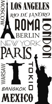 Napis na ścianę naklejka miasta New York Paris 111