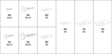 НАБОР КОРПУСНЫХ ВИНТОВ И ШАЙБ, 170 ШТ., СМЕСЬ