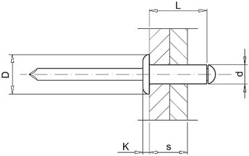 Заклепки потайные заклепки окрашенные в красный цвет Al/St 4x8 10 шт.