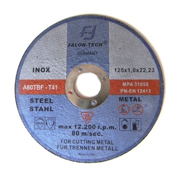 TARCZE TARCZA 125x1,0 mm DO CIĘCIA METALU STALI FA