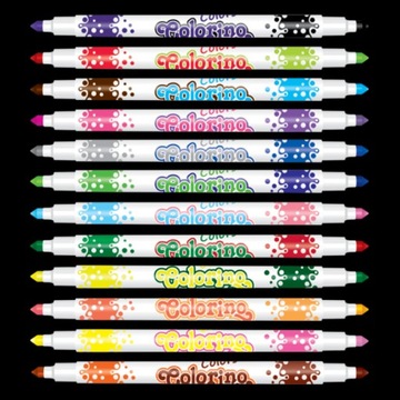 FLAMASTRY DWUKOLOROWE 12szt / 24 KOLORY COLORINO