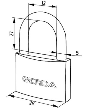 Замок навесной дужки комбинированный 30мм латунь GERDA