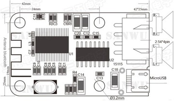 МОДУЛЬ УСИЛИТЕЛЯ СТЕРЕОАУДИО BLUETOOTH 2 X 3 Вт