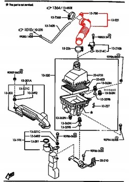 MAZDA 323 323F ШЛАНГ ВОЗДУШНОГО ФИЛЬТРА