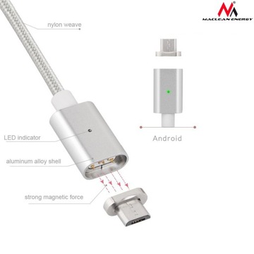 МАГНИТНЫЙ КАБЕЛЬ MICRO USB СМАРТФОН ПЛАНШЕТ LED 1M