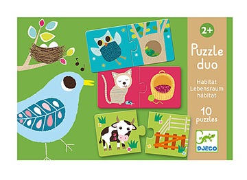 DJECO Puzzle DUO Zwierzęta i ich domki od 2 lat