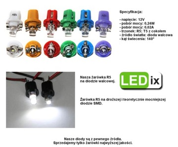 ŽÁROVKA R5 T5 W2W Z PODSTAVCEM OPEL VW LED 12V B8.5D