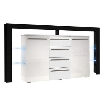komoda do salonu - RIVA 2 PLUS z LED, połysk