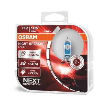 ŻARÓWKI OSRAM H7 +150% 12V 55W NIGHT BREAKER LASER DUO