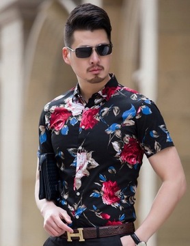 Elegancka casualowa koszula w kwiaty na randkę XL