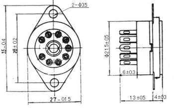 РОЗЕТКА КЕРАМИЧЕСКАЯ 9PIN OB1 NOVAL 12AX7 12AT7