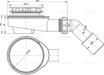 Сифон для душа ALCAPLAST 90 мм, плитка A491CR