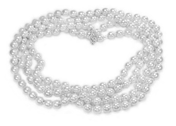 Мега длинное ожерелье Kiara с белым стеклянным жемчугом Kiara Retro Prom