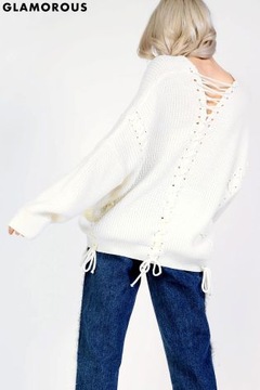 GLAMOROUS sweter bluza ecru 40 42 L XL