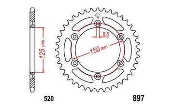 Zębatka Tył JTR897-52 520 KTM EXC 125 200 250 300