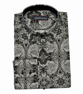 Elegancka męska koszula S 37/38 paisley slim fit