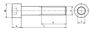 Винты с внутренним шестигранником M14x55 черные 12,9 DIN 912 PG 1 шт.