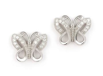 Srebrny ROD. naszyjnik i kolczyki MOTYLE,łańcuszek