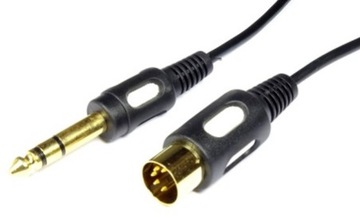 Kabel wtyk DIN 5pin 5p - wtyk duży Jack 6,3 stereo 1,5m (4510)