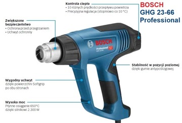 BOSCH GHG 23-66 OPALARKA 2300 W + 5 DYSZ + WALIZKA